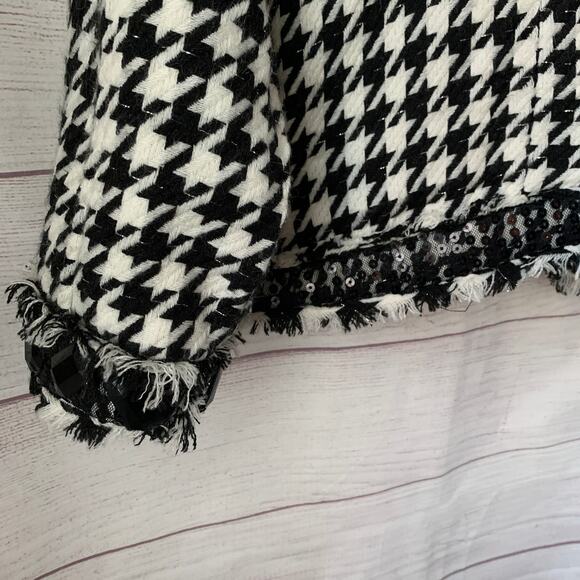 Moka Sport Black and White Houndstooth Blazer Jacket Rhinestone Fringe Size M - Picture 15 of 16